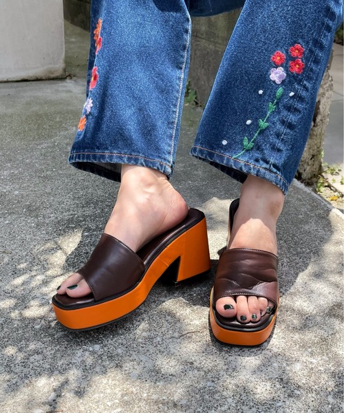 WHO'S WHO gallery（フーズフーギャラリー）の「チャンキーカラーサンダル（サンダル・レディース・サックスブルー/オレンジ/グリーン・MEDIUM/LARGE）」の6枚目の写真