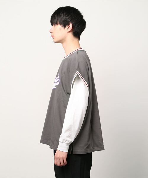 JOHN'S CLOSET(ジョンズクローゼット)の「【i】裏毛リブラインプリントベスト(ベスト・メンズ・チャコールグレー/キナリ/グリーン・LARGE/MEDIUM/X-LARGE)」の5枚目の写真