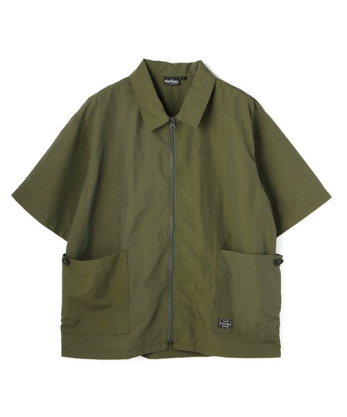 WILD THINGS(ワイルドシングス)の「Schott×WILD THINGS/ショット×ワイルドシングス/CAMP ZIPUP SHIRT/キャンプ ジップアップ シャツ(シャツ/ブラウス・メンズ・グレー/ブラック/オリーブ・LARGE/X-LARGE/MEDIUM)」の6枚目の写真