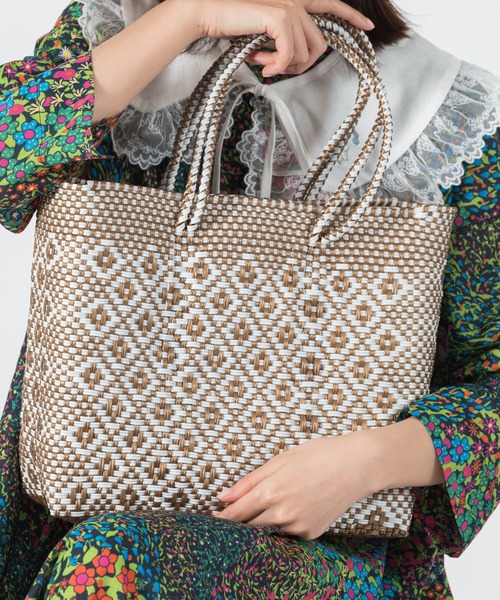 salle de bal（サルデバル）の「メルカドバッグ ダイアモンド カゴバッグ トートバッグ 買い物バッグ M DAIMOND M RAB（かごバッグ・レディース・シルバー/ブラック/ゴールド・FREE）」の12枚目の写真