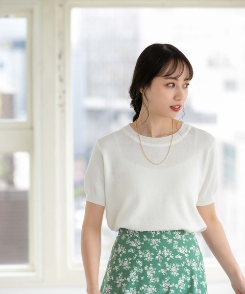 fifth(フィフス)の「ハーフスリーブニットプルオーバー(ニット/セーター・レディース・ホワイト/ピンク・M)」の5枚目の写真
