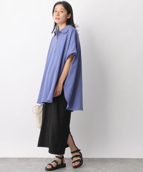 LEPSIM(レプシィム)の「ハーフジップポンチョチュニック 282854(Tシャツ/カットソー・レディース・オフホワイト/グレイッシュベージュ/ブルー・FREE)」の7枚目の写真