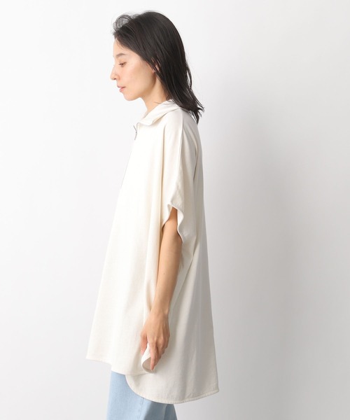 LEPSIM(レプシィム)の「ハーフジップポンチョチュニック 282854(Tシャツ/カットソー・レディース・オフホワイト/グレイッシュベージュ/ブルー・FREE)」の9枚目の写真