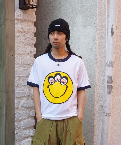 乱痴気（ランチキ）の「【DAZE'N HAZE】T-SHIRTS - SMILE /リンガーT（Tシャツ/カットソー・メンズ・ホワイト×ネイビー/杢グレー・L/M）」の12枚目の写真