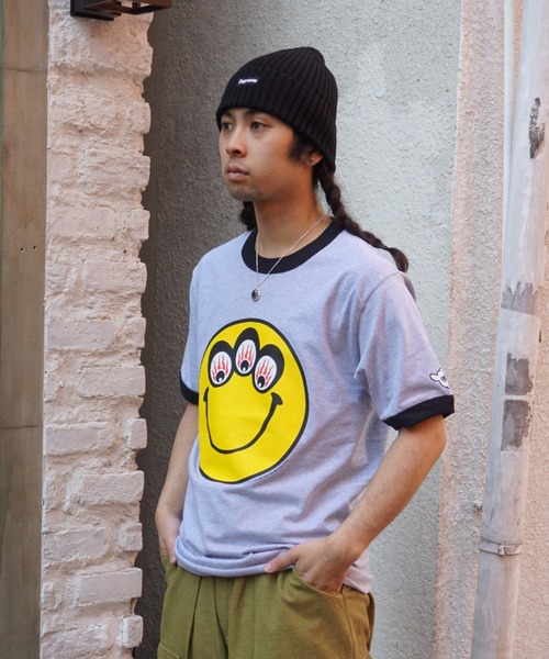 乱痴気（ランチキ）の「【DAZE'N HAZE】T-SHIRTS - SMILE /リンガーT（Tシャツ/カットソー・メンズ・ホワイト×ネイビー/杢グレー・L/M）」の21枚目の写真