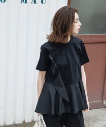 OPAQUE.CLIP | シルケットコットン フハク切替 フリルカットソー【WEB限定サイズ】(Tシャツ/カットソー)