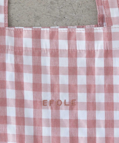 EFOLE（エフォル）の「【EFOLE】 ロゴ刺しゅう チェック柄 トートバッグ（トートバッグ・レディース・グレー/ピンク/グリーン・FREE）」の10枚目の写真