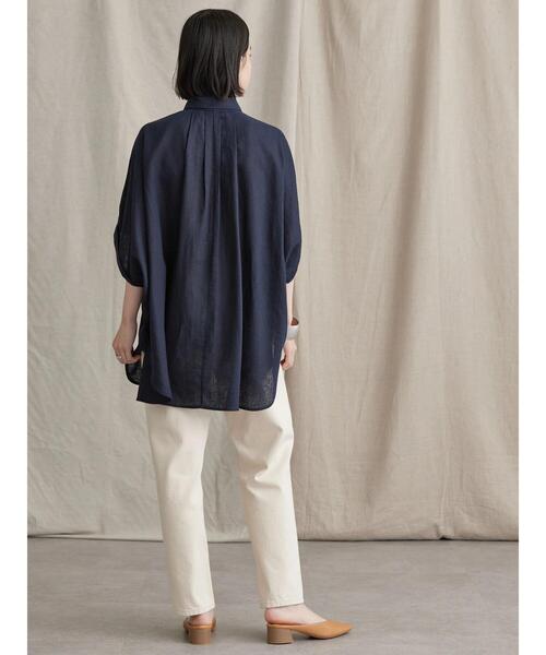 AMERICAN HOLIC（アメリカンホリック）の「リネンブレンドロールアップシャツチュニック（シャツ/ブラウス・レディース・ネイビー/オフホワイト/キャメル・L/M）」の12枚目の写真