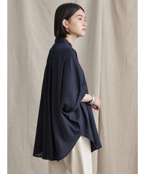 AMERICAN HOLIC（アメリカンホリック）の「リネンブレンドロールアップシャツチュニック（シャツ/ブラウス・レディース・ネイビー/オフホワイト/キャメル・L/M）」の15枚目の写真