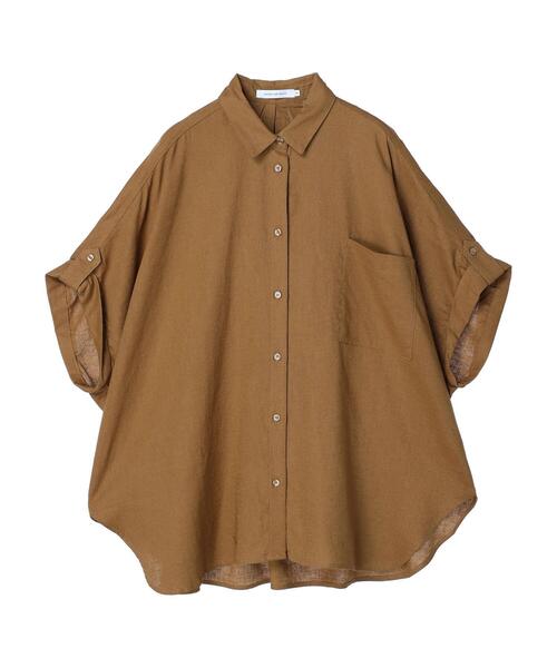 AMERICAN HOLIC（アメリカンホリック）の「リネンブレンドロールアップシャツチュニック（シャツ/ブラウス・レディース・ネイビー/オフホワイト/キャメル・L/M）」の20枚目の写真