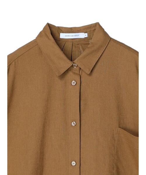 AMERICAN HOLIC（アメリカンホリック）の「リネンブレンドロールアップシャツチュニック（シャツ/ブラウス・レディース・ネイビー/オフホワイト/キャメル・L/M）」の22枚目の写真