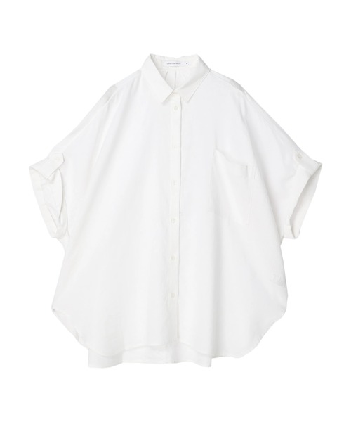 AMERICAN HOLIC（アメリカンホリック）の「リネンブレンドロールアップシャツチュニック（シャツ/ブラウス・レディース・ネイビー/オフホワイト/キャメル・L/M）」の2枚目の写真