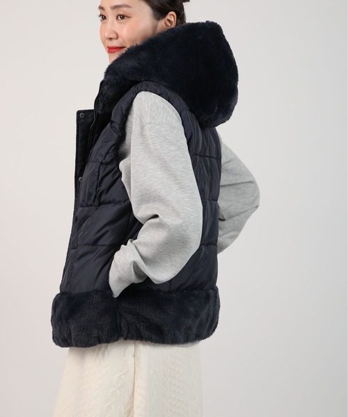 PICCIN（ピッチン）の「ファー付きリバーシブルダウンベスト（ダウンベスト・レディース・チャコールグレー/ネイビー・M/L）」の14枚目の写真