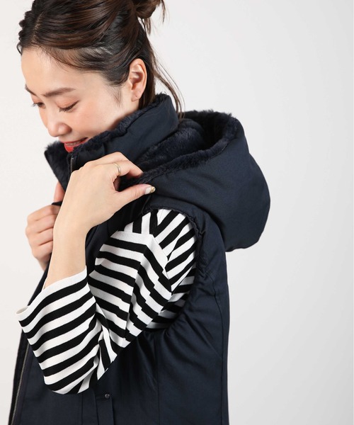 PICCIN（ピッチン）の「ファー付きリバーシブルダウンベスト（ダウンベスト・レディース・チャコールグレー/ネイビー・M/L）」の3枚目の写真