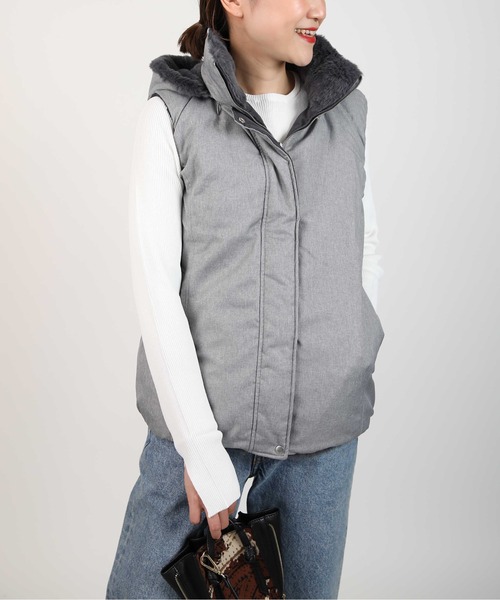 PICCIN（ピッチン）の「ファー付きリバーシブルダウンベスト（ダウンベスト・レディース・チャコールグレー/ネイビー・M/L）」の22枚目の写真