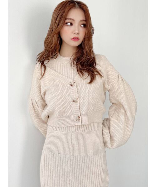 RESEXXY（リゼクシー）の「クロップドルーズニットカーディガン【セットアップ着用可能】（カーディガン/ボレロ・レディース・ブラック/ベージュ/グリーン/アイボリー・FREE）」の13枚目の写真
