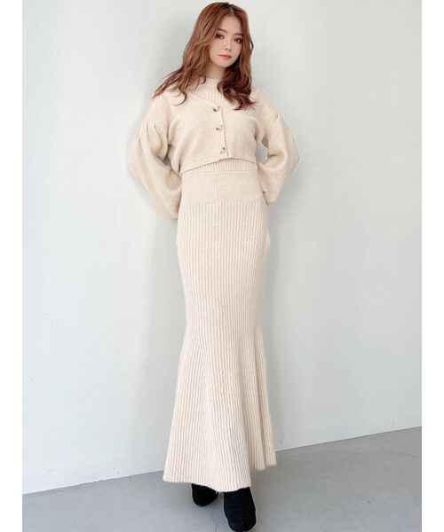 RESEXXY（リゼクシー）の「クロップドルーズニットカーディガン【セットアップ着用可能】（カーディガン/ボレロ・レディース・ブラック/ベージュ/グリーン/アイボリー・FREE）」の21枚目の写真