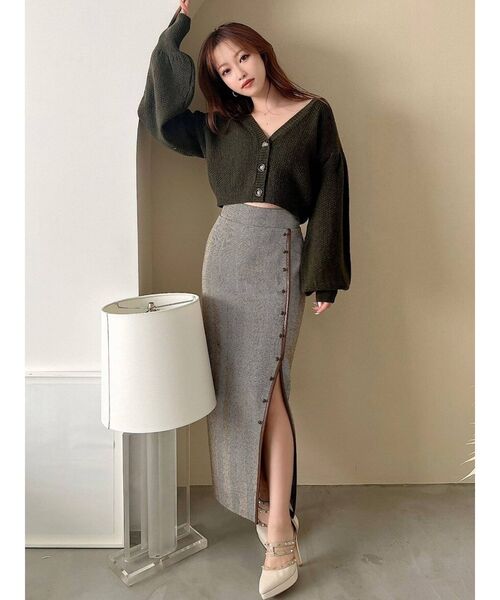 RESEXXY（リゼクシー）の「クロップドルーズニットカーディガン【セットアップ着用可能】（カーディガン/ボレロ・レディース・ブラック/ベージュ/グリーン/アイボリー・FREE）」の7枚目の写真