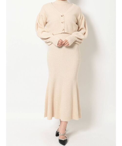 RESEXXY（リゼクシー）の「クロップドルーズニットカーディガン【セットアップ着用可能】（カーディガン/ボレロ・レディース・ブラック/ベージュ/グリーン/アイボリー・FREE）」の20枚目の写真