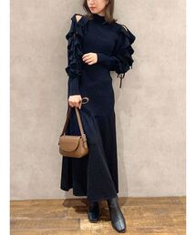 dazzlin | フリルスリーブダブルリボンニットワンピース(ワンピース)