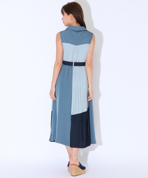 REDYAZEL（レディアゼル）の「バイカラープリーツノースリシャツワンピース（ワンピース・レディース・ブルー/ネイビー/グレー・MEDIUM/SMALL）」の8枚目の写真