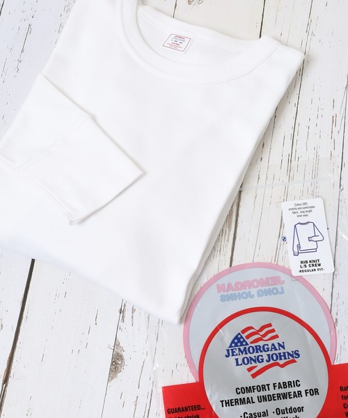 JEMORGAN(ジェーイーモーガン)の「JEMORGAN ワッフル/フライス 長袖 クルーネック ロンT(パック入)(Tシャツ/カットソー・メンズ・ホワイト/ブラック/ネイビー/カーキ/杢グレー/ナチュラル/チャコール/グレー系1/ブラック系/ホワイト系/グレー系2・M/S/XL/L)」の2枚目の写真