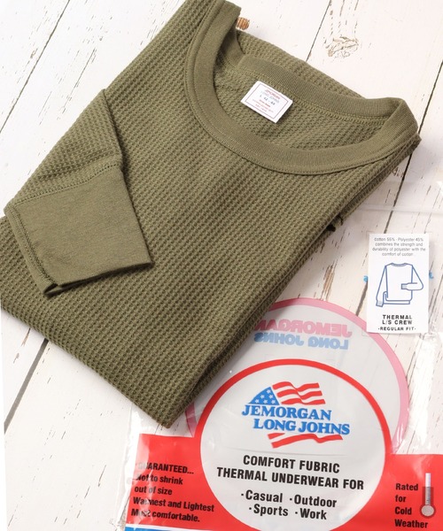 JEMORGAN(ジェーイーモーガン)の「JEMORGAN ワッフル/フライス 長袖 クルーネック ロンT(パック入)(Tシャツ/カットソー・メンズ・ホワイト/ブラック/ネイビー/カーキ/杢グレー/ナチュラル/チャコール/グレー系1/ブラック系/ホワイト系/グレー系2・M/S/XL/L)」の10枚目の写真
