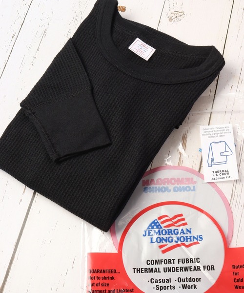 JEMORGAN(ジェーイーモーガン)の「JEMORGAN ワッフル/フライス 長袖 クルーネック ロンT(パック入)(Tシャツ/カットソー・メンズ・ホワイト/ブラック/ネイビー/カーキ/杢グレー/ナチュラル/チャコール/グレー系1/ブラック系/ホワイト系/グレー系2・M/S/XL/L)」の3枚目の写真