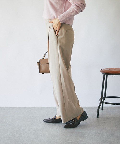 RIVE DROITE（リヴドロワ）の「スタイルアップ効果抜群！/梳毛ライクハイウエストワイドパンツ（その他パンツ・レディース・ダークブラウン/ベージュ・36/38）」の20枚目の写真