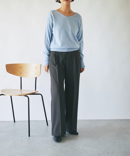 RIVE DROITE（リヴドロワ）の「スタイルアップ効果抜群！/梳毛ライクハイウエストワイドパンツ（その他パンツ・レディース・ダークブラウン/ベージュ・36/38）」の19枚目の写真