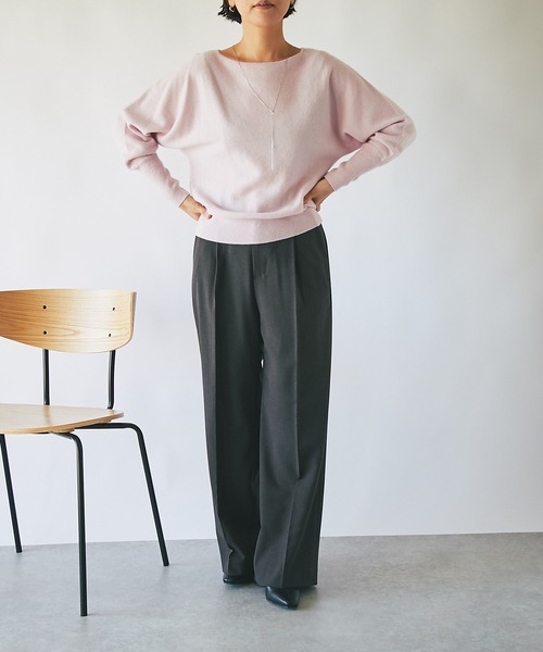 RIVE DROITE（リヴドロワ）の「スタイルアップ効果抜群！/梳毛ライクハイウエストワイドパンツ（その他パンツ・レディース・ダークブラウン/ベージュ・36/38）」の3枚目の写真