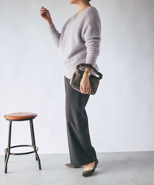 RIVE DROITE（リヴドロワ）の「スタイルアップ効果抜群！/梳毛ライクハイウエストワイドパンツ（その他パンツ・レディース・ダークブラウン/ベージュ・36/38）」の5枚目の写真