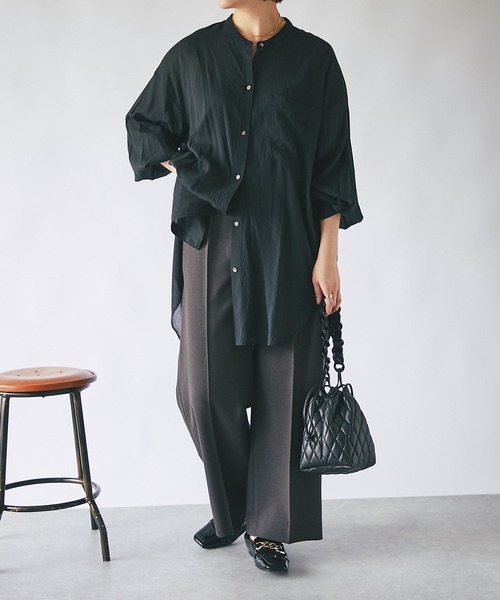 RIVE DROITE（リヴドロワ）の「スタイルアップ効果抜群！/梳毛ライクハイウエストワイドパンツ（その他パンツ・レディース・ダークブラウン/ベージュ・36/38）」の6枚目の写真