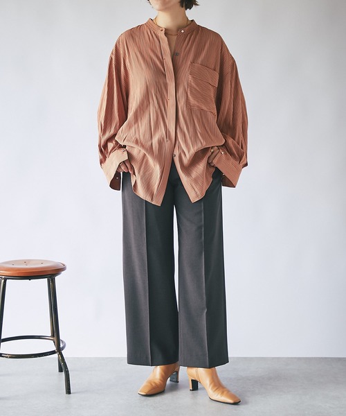 RIVE DROITE（リヴドロワ）の「スタイルアップ効果抜群！/梳毛ライクハイウエストワイドパンツ（その他パンツ・レディース・ダークブラウン/ベージュ・36/38）」の7枚目の写真