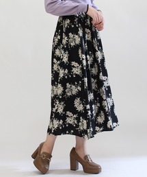 ウエストゴム花柄ロングスカート