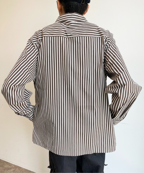 CPCM（シーピーシーエム）の「ストライプブロードハーフジップシャツ（シャツ/ブラウス・メンズ・ブラウン/グリーン/ブルー・LARGE/MEDIUM）」の10枚目の写真