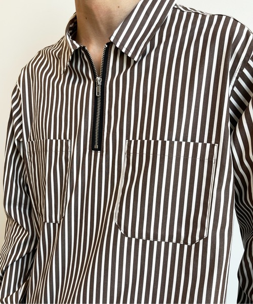 CPCM（シーピーシーエム）の「ストライプブロードハーフジップシャツ（シャツ/ブラウス・メンズ・ブラウン/グリーン/ブルー・LARGE/MEDIUM）」の12枚目の写真