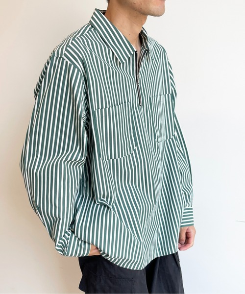 CPCM（シーピーシーエム）の「ストライプブロードハーフジップシャツ（シャツ/ブラウス・メンズ・ブラウン/グリーン/ブルー・LARGE/MEDIUM）」の18枚目の写真