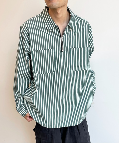 CPCM（シーピーシーエム）の「ストライプブロードハーフジップシャツ（シャツ/ブラウス・メンズ・ブラウン/グリーン/ブルー・LARGE/MEDIUM）」の15枚目の写真