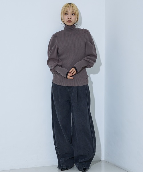 NOMINE（ノミネ）の「ボリュームスリーブタートルニット（ニット/セーター・レディース・ブラック/ピンク/ブルー/キャメル/チャコールグレー/ベージュ/オレンジ/ライム・フリー）」の19枚目の写真