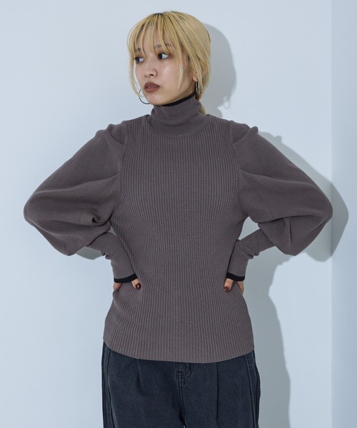 eimy istoire♡ ボリュームスリーブタートルニットプルオーバー EIMY ISTOIRE（エイミーイストワール）の「ボリュームスリーブ2way