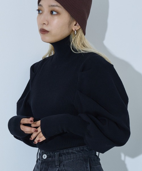 NOMINE(ノミネ)の「ボリュームスリーブタートルニット(ニット/セーター・レディース・ブラック/ピンク/ブルー/キャメル/チャコールグレー/ベージュ/オレンジ/ライム/ダークブラウン・フリー)」の20枚目の写真