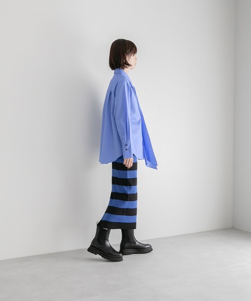 yuw（ユウ）の「ボーダーニットタイトスカート　164146（スカート・レディース・グレー/ブルー/アイボリー/グレー系その他・FREE）」の9枚目の写真