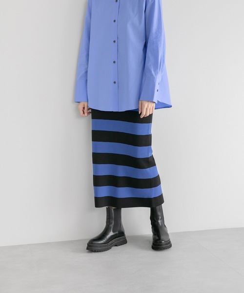 yuw（ユウ）の「ボーダーニットタイトスカート　164146（スカート・レディース・グレー/ブルー/アイボリー/グレー系その他・FREE）」の11枚目の写真