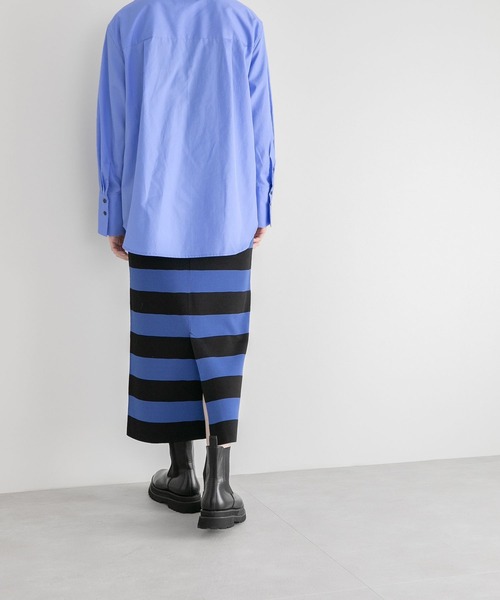 yuw（ユウ）の「ボーダーニットタイトスカート　164146（スカート・レディース・グレー/ブルー/アイボリー/グレー系その他・FREE）」の13枚目の写真