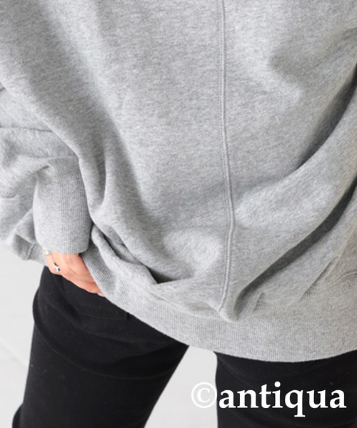 antiqua（アンティカ）の「綿100%ジップラグランショート丈パーカー（パーカー・レディース・ブラック/カーキ/杢グレー/ブルー系その他・FREE）」の14枚目の写真