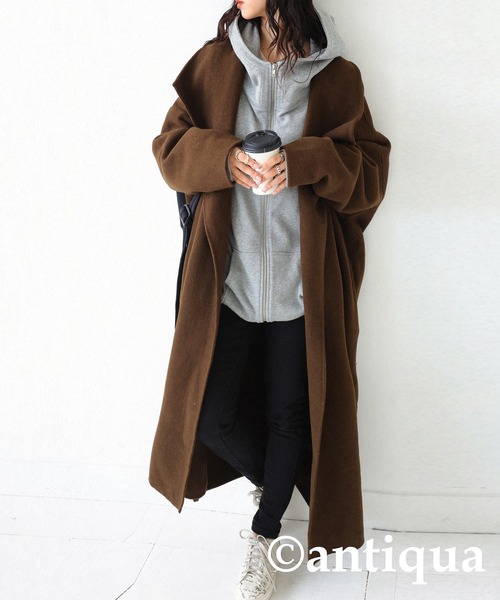 antiqua（アンティカ）の「綿100%ジップラグランショート丈パーカー（パーカー・レディース・ブラック/カーキ/杢グレー/ブルー系その他・FREE）」の15枚目の写真