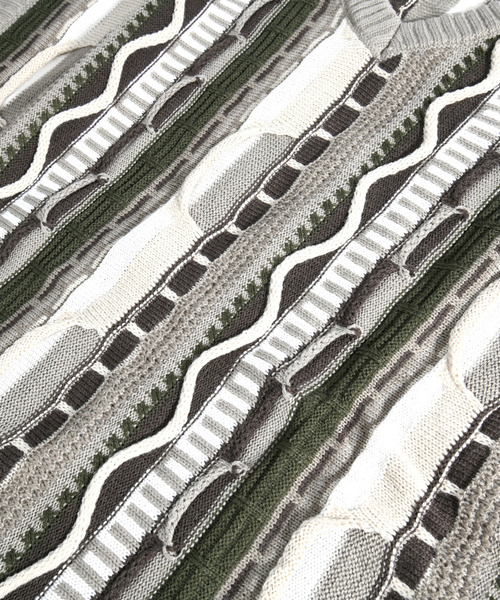 neos(ネオス)の「【neos -addictive design-】ビッグシルエット ジャガード レトロ ビンテージライク Vネック ニット ベスト(ベスト・メンズ・ダークグリーン系/グレー系/ブラック系・MEDIUM/LARGE)」の22枚目の写真