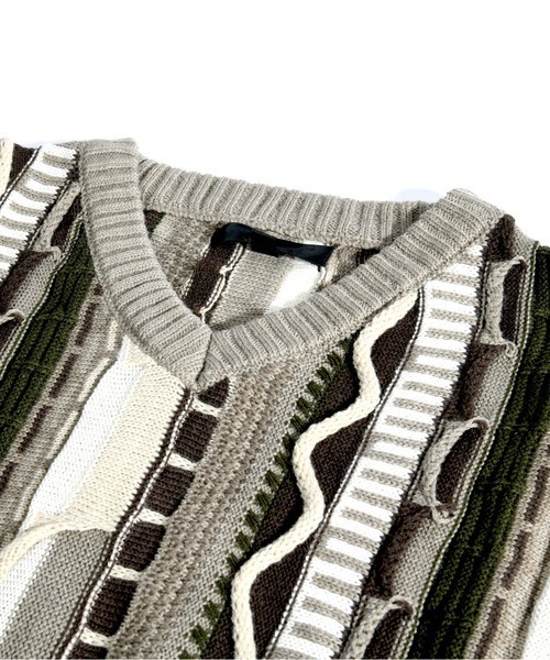 neos(ネオス)の「【neos -addictive design-】ビッグシルエット ジャガード レトロ ビンテージライク Vネック ニット ベスト(ベスト・メンズ・ダークグリーン系/グレー系/ブラック系・MEDIUM/LARGE)」の20枚目の写真