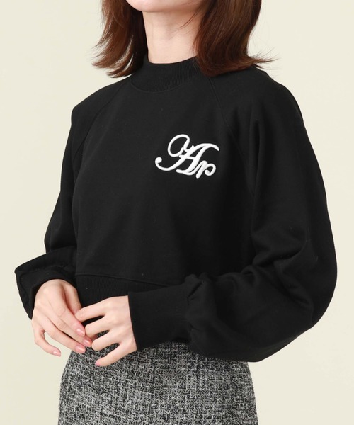 archives(アルシーヴ)の「刺繍ロゴクロップドスウェット(スウェット・レディース・グレー/オフホワイト/ブラック・MEDIUM)」の3枚目の写真